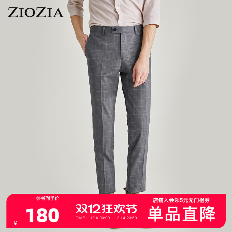 100%羊毛面料，隐隐的淡米色格子 高级商务