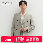 双排扣商务正装 ZIOZIA夏季 羊毛弹性面料男士 西服ZSB12302M
