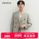 双排扣商务正装 ZIOZIA夏季 羊毛弹性面料男士 西服ZSB12302M
