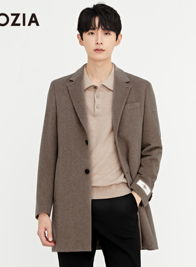 ZIOZIA秋冬男士风衣中长款羊毛混纺外套冬季风衣潮流ZCGB4B01