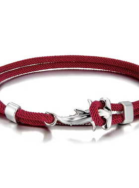 锤头鲨鱼手工编织手绳男海洋生物活扣可调节百搭情侣款手链女