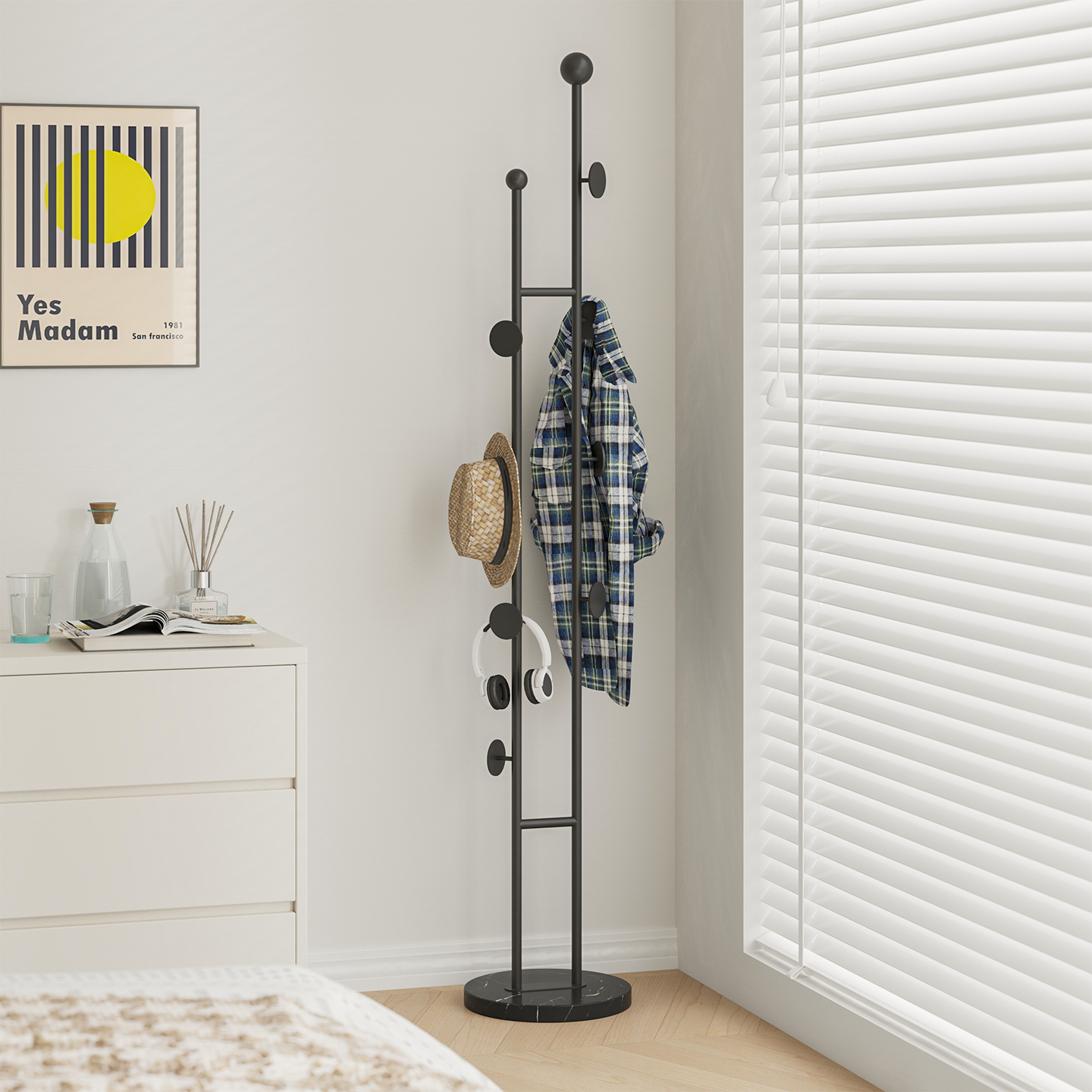 顾得家具简约双杆衣帽架