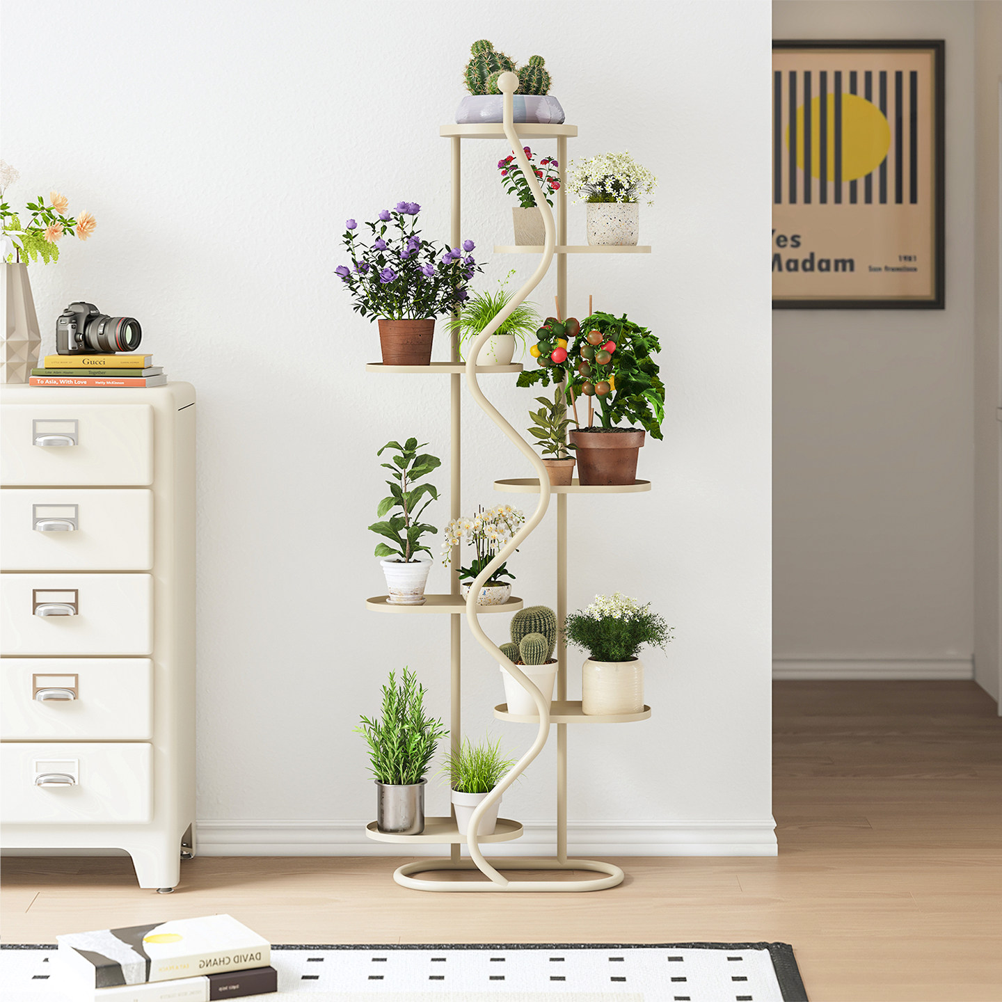 顾得家具多肉植物架铁艺阳台花架客厅落地式花盆置物架室内展示架