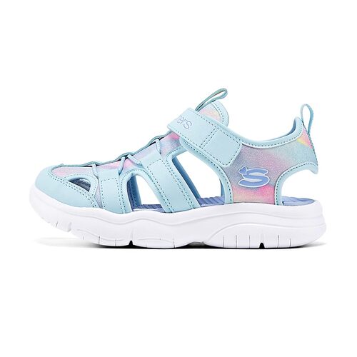 Skechers斯凯奇女童鞋夏款魔术贴包头凉鞋舒适防滑沙滩鞋302100L