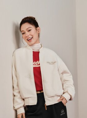 Skechers斯凯奇女士新年防风保暖短款棉服休闲棒球服外套L126W009