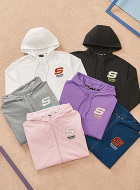 Skechers斯凯奇男女同款多色针织外套慵懒风拉链连帽开衫L321U142