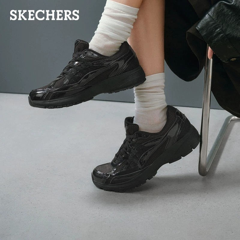 Skechers斯凯奇女鞋秋季新款复古流光老爹鞋网面透气休闲鞋159306