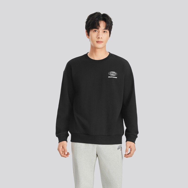 Skechers斯凯奇秋冬男女同款针织圆领卫衣简约舒适打底衫L324U060