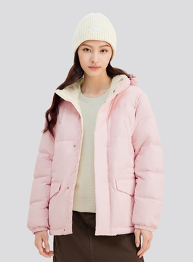 Skechers斯凯奇秋冬女子立领连帽羽绒服中款宽松保暖外套L424W050