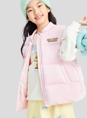 Skechers斯凯奇冬季新款女童梭织羽绒背心简约保暖马甲L424G036