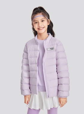 Skechers斯凯奇秋冬男女童梭织羽绒服轻盈保暖半高领外套P424K057