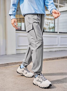 Skechers斯凯奇男士秋冬户外运动工装裤防泼水休闲束脚裤L324M063