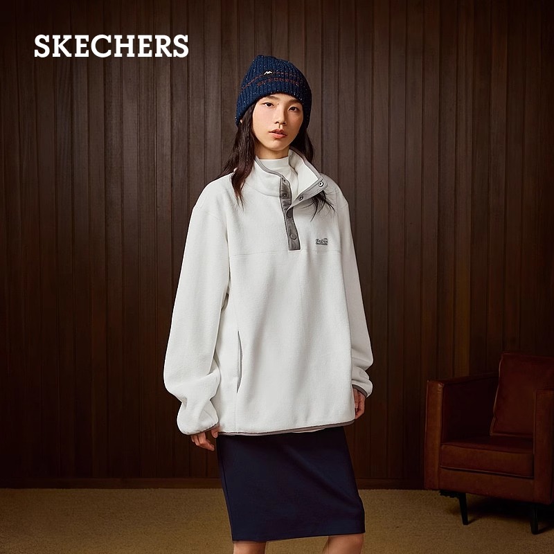 斯凯奇秋冬款男女立领摇绒粒外套