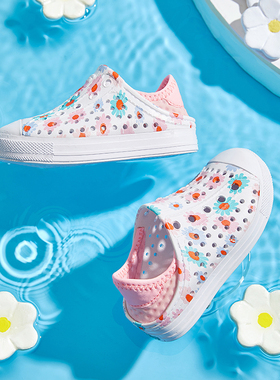 Skechers斯凯奇夏季女童宝宝洞洞鞋轻质舒适透气沙滩凉鞋302114N