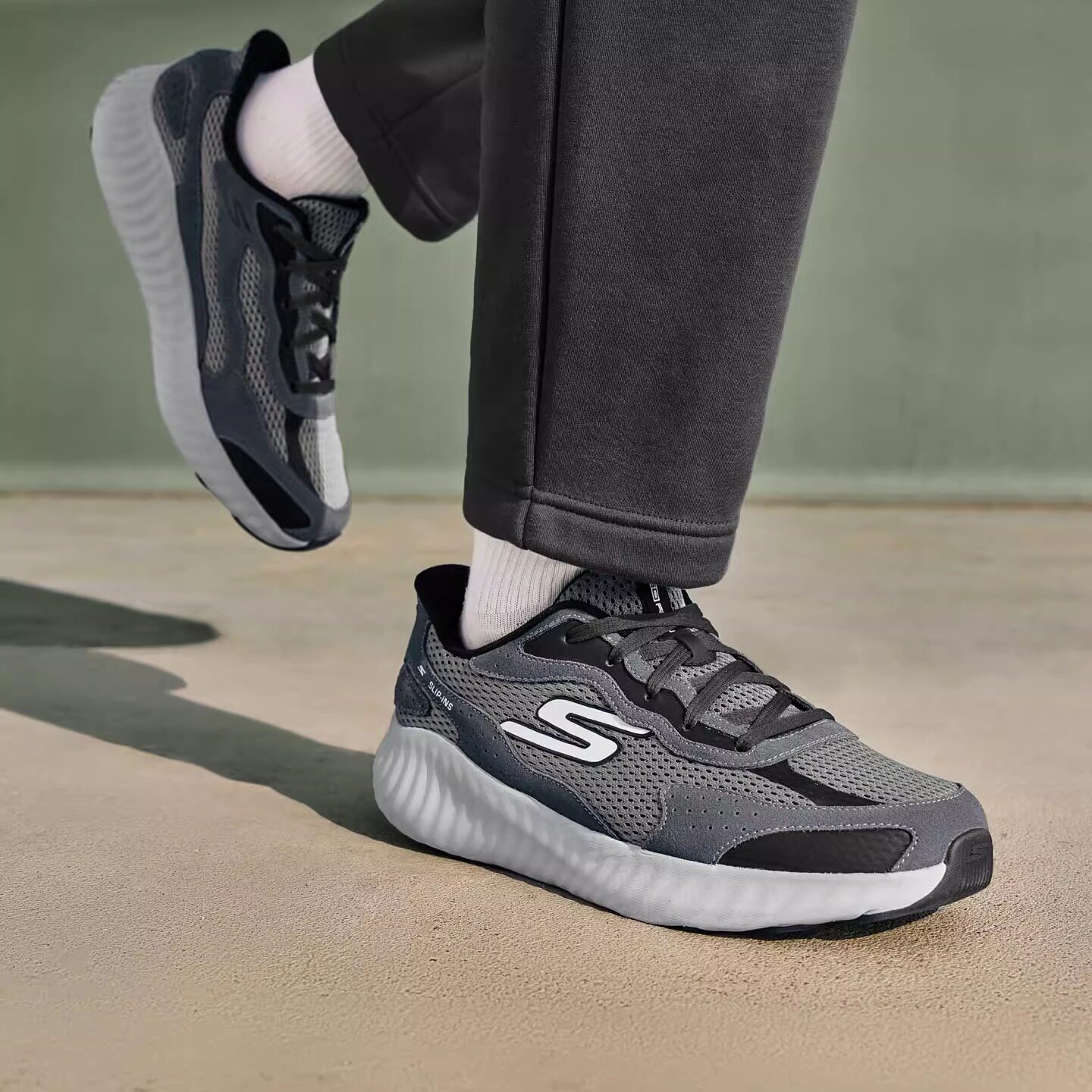 Skechers斯凯奇男鞋一脚蹬闪穿鞋