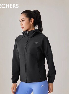 Skechers斯凯奇女子秋冬款加绒保暖梭织连帽户外运动外套P425W184