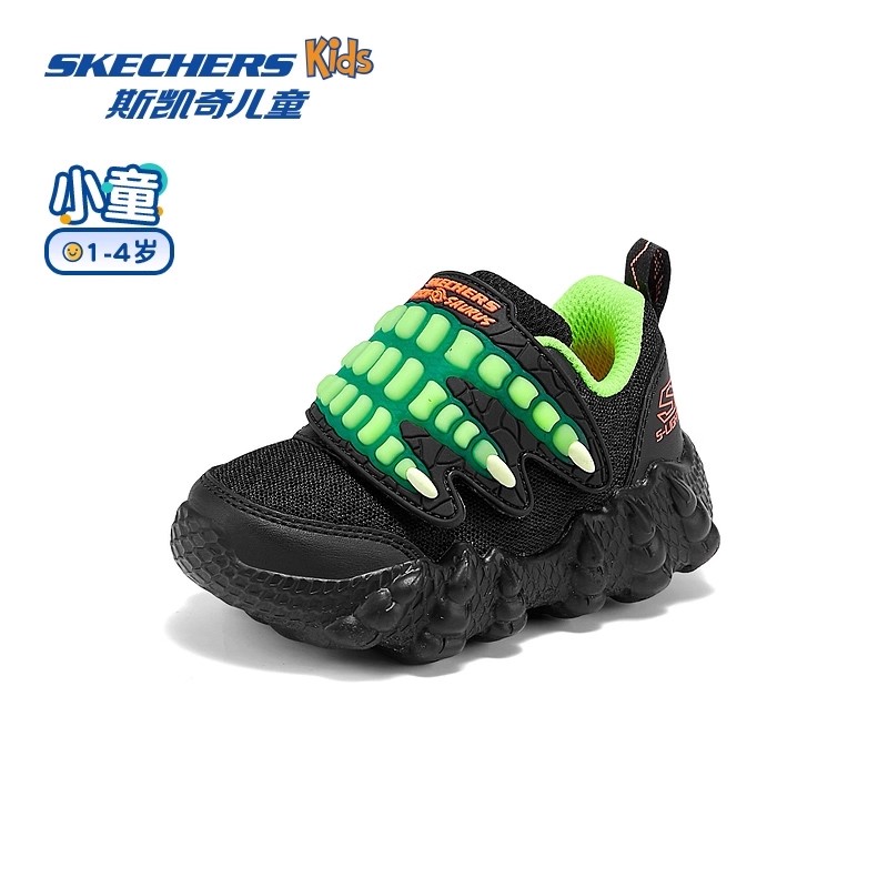 Skechers斯凯奇儿童炫酷闪灯鞋男小童轻便透气休闲运动鞋402283N
