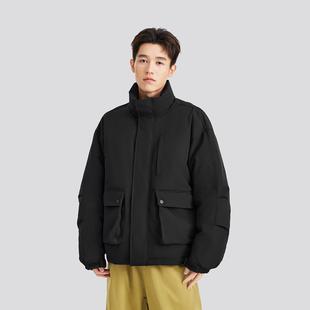 舒适保暖外套L424M059 新款 Skechers斯凯奇男士 梭织立领羽绒服冬季