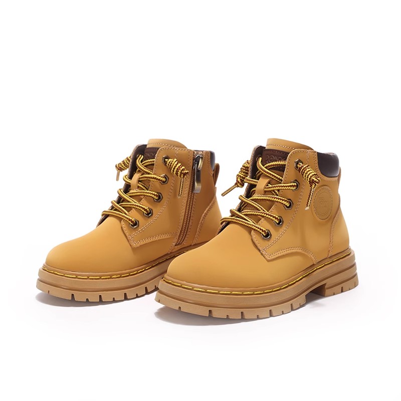 男女中童新款高帮黄色休闲板鞋