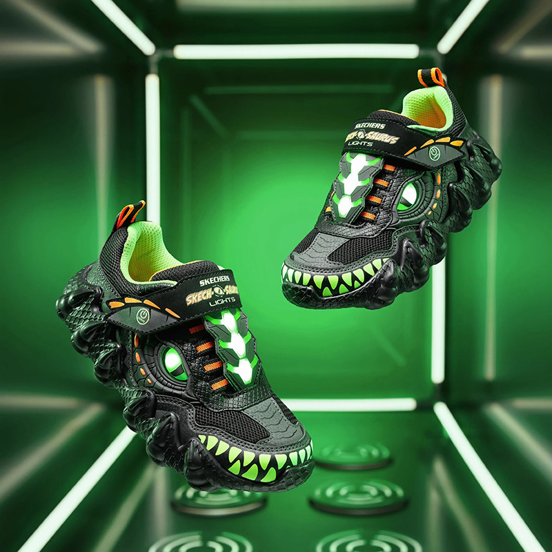 Skechers斯凯奇男童怪兽鞋潮流炫酷闪灯鞋时尚休闲运动鞋400112L