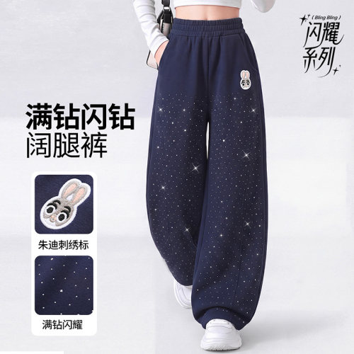 儿童童装秋季新款女童闪钻休闲裤兔子警官休闲裤WEY3ZK115