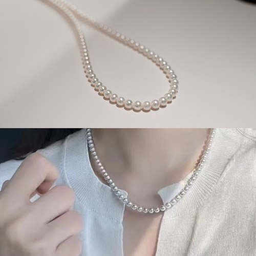 天然5-6mm强光几乎无暇珍珠仙女链 优雅气质锁骨颈链