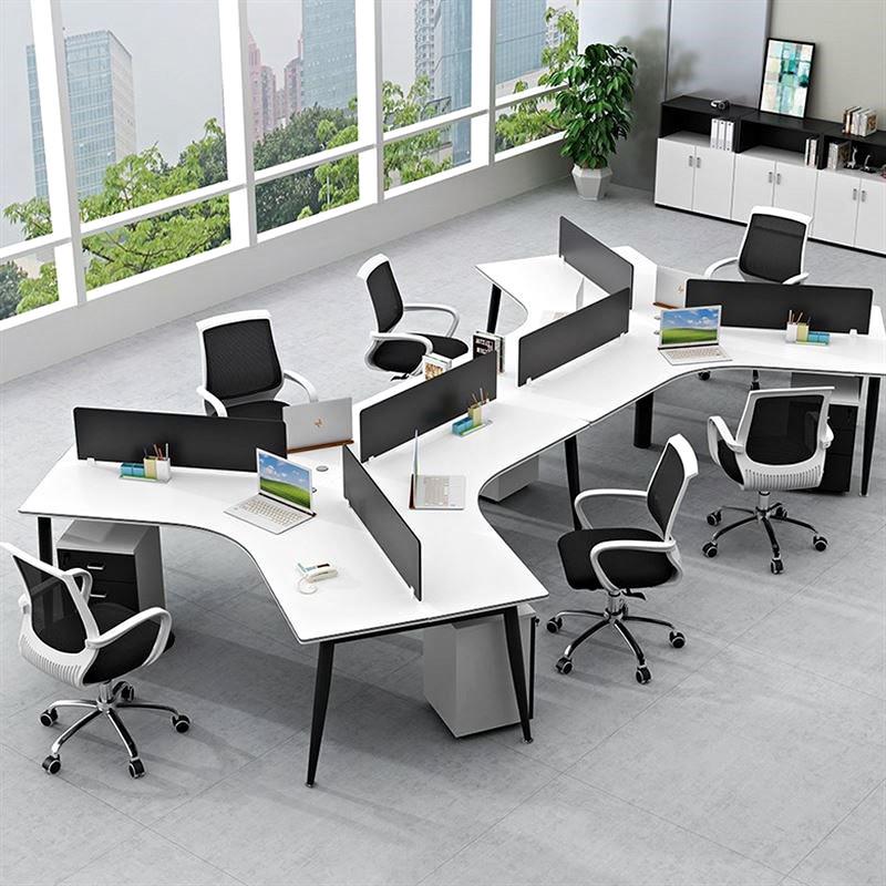 办公桌3/6/8人位 简约现代职员多人电脑屏风员工转角桌椅组合卡座