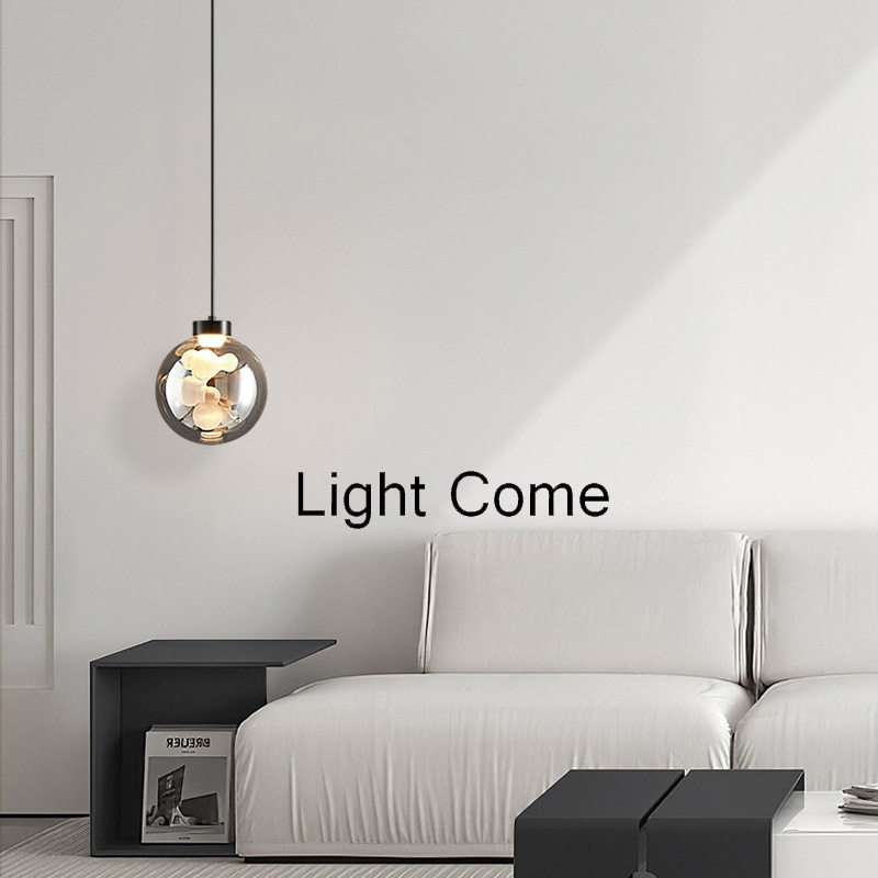 北欧全铜卧室床头单头吊灯创意个性轻奢餐厅简约黑色吧台极简灯饰