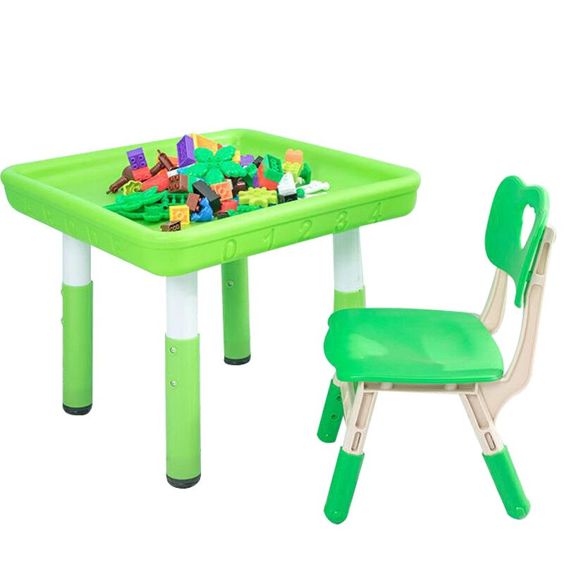 儿童积木桌子塑料玩具桌椅套装幼儿园沙水盘游戏桌太空泥沙玩具升