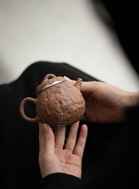 桂印堂粗陶老岩泥茶壶覆古手工茶壶可提升镀金银单壶功夫茶具孔吉