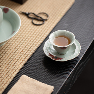 圭隐堂汝窑天青陶瓷茶杯钧瓷高档精致主人杯品茗杯个人单杯喝茶杯