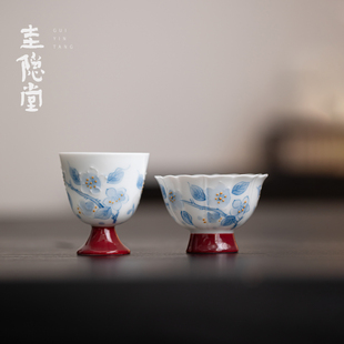 圭隐堂有田烧手绘堆雕陶瓷茶杯主人杯高颜值女士专用品茗杯喝茶杯