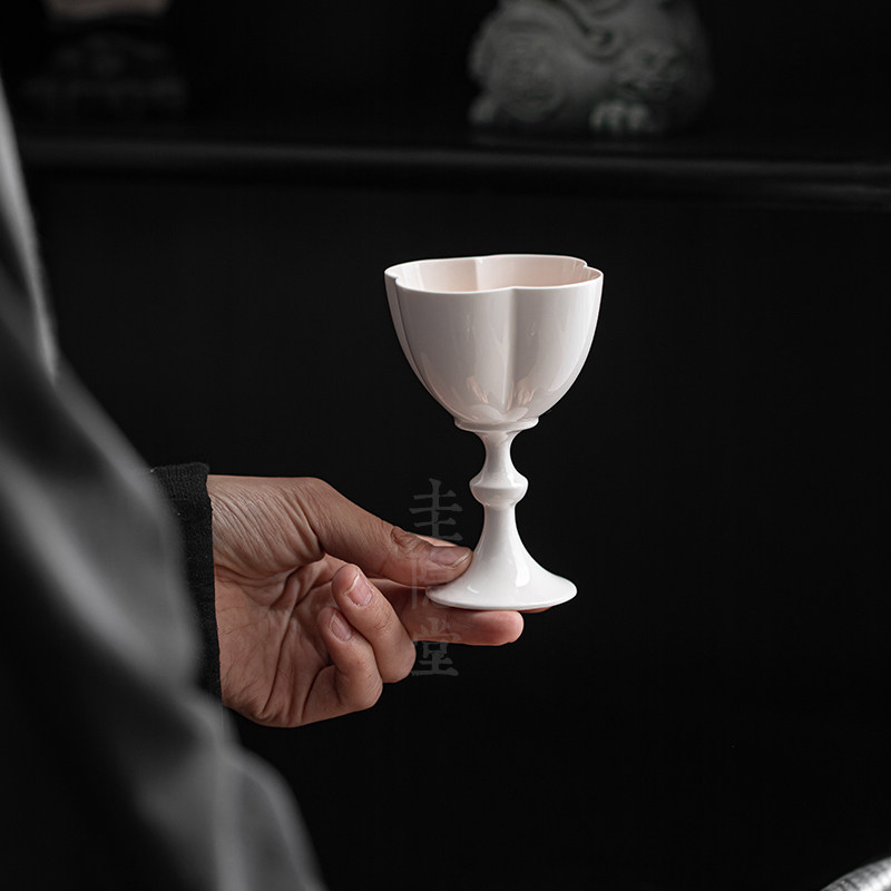 圭隐堂纸白釉简约家用复古高足茶杯主人杯手工陶瓷品茗杯闻香单杯,餐饮具,茶杯,淘宝优惠券,粉丝福利购,淘宝优惠卷