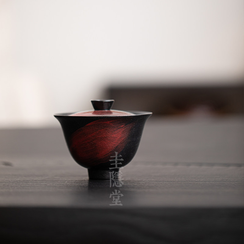 圭隐堂粉引故宫红陶瓷二才盖碗家用复古侘寂风日式泡茶碗手抓碗,餐饮具,盖碗,淘宝优惠券,粉丝福利购,淘宝优惠卷