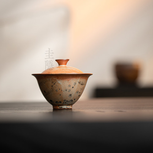 圭隐堂志野烧陶瓷开片盖碗