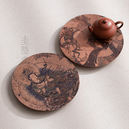 圭隐堂敦煌中式禅意陶瓷壶承茶盘家用复古干泡台茶壶茶托盘小茶台