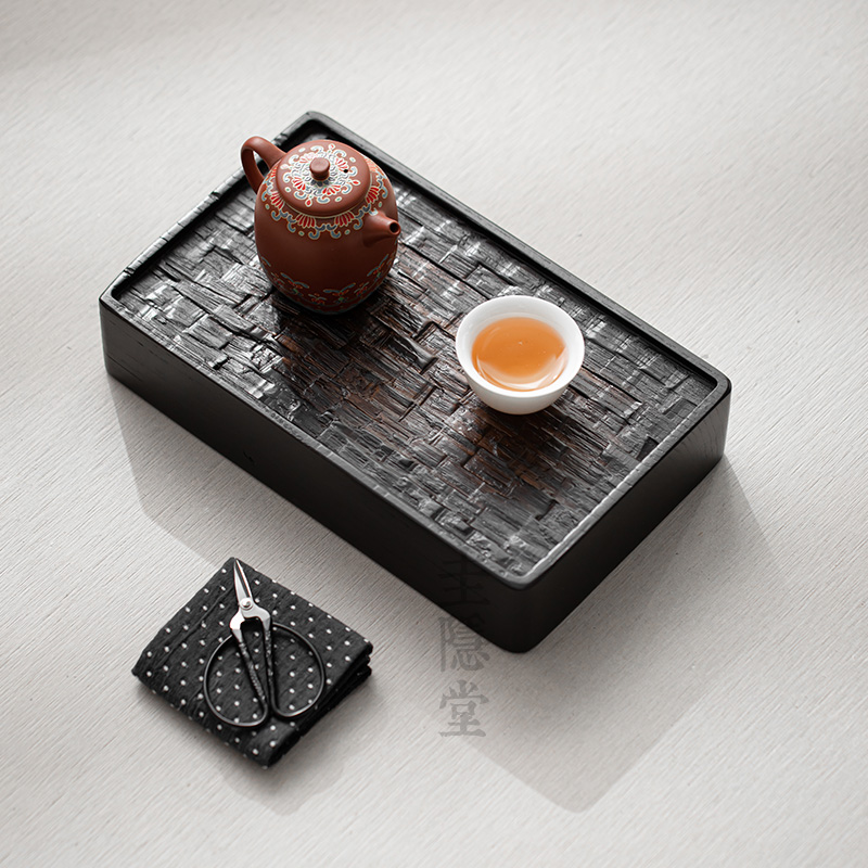 圭隐堂实木整木茶盘壶承家用复古侘寂干泡台茶托盘手工雕刻小茶台