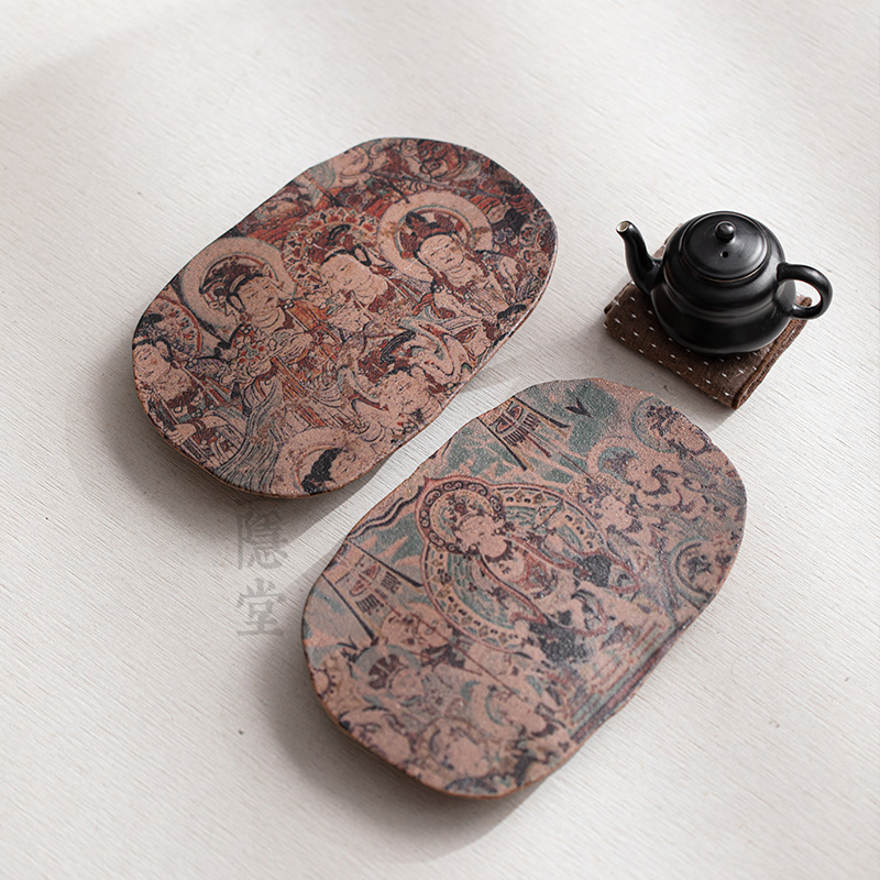 圭隐堂敦煌文创陶瓷壶承茶盘中式禅意家用干泡台茶壶托盘茶托茶台