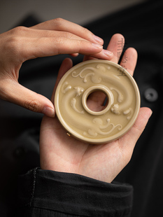 圭隐堂定窑手工盘龙盖置紫砂茶壶盖托杯托隔热杯垫茶搁茶道零配件