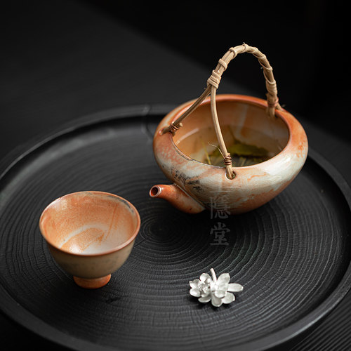 圭隐堂志野烧窑变开片粗陶泡茶碗