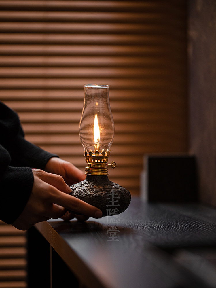 桂荫堂覆古瓦比萨比风格粗陶油灯煤油灯茶室气氛灯佛家天长地久灯