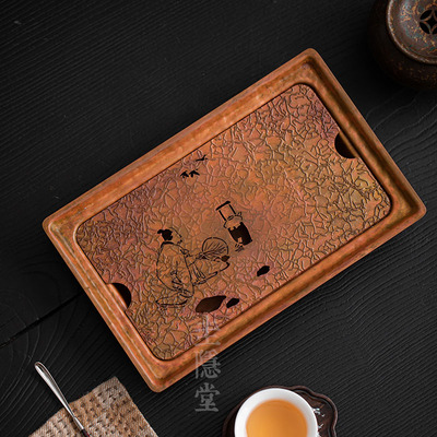 圭隐堂手工纯铜壶承国风家用储水式干泡茶盘小茶台茶壶盖碗茶托盘