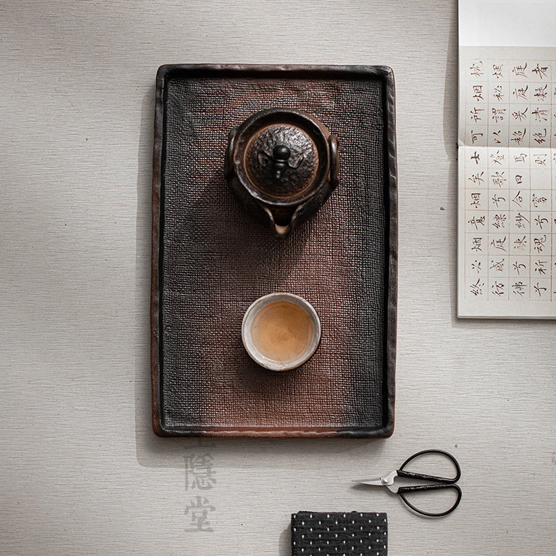 圭隐堂手工粗陶壶承茶盘家用复古侘寂干泡台茶托盘茶具收纳盘茶台,餐饮具,茶盘,淘宝优惠券,粉丝福利购,淘宝优惠卷