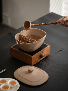 桂音堂老岩泥古灶煮茶碗茶壶白茶煮碗覆古茶壶电热陶瓷炉套装