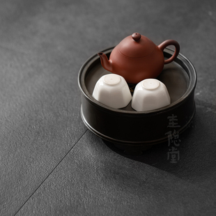 圭隐堂手工古锡壶承日式复古家用储水干泡台茶盘茶具茶托盘小茶台