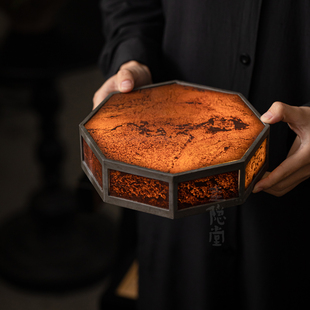 圭隐堂古篱岩石锡制壶承干泡茶盘小茶台高级感茶室氛围灯茶道摆件