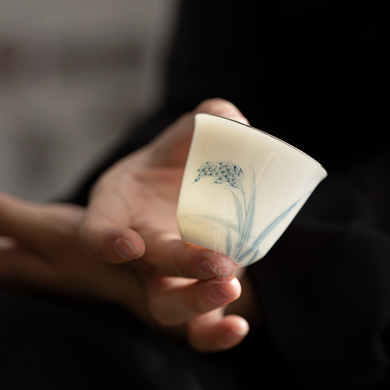 圭隐堂玉瓷手绘穗穗平安茶杯