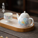 圭隐堂有田烧手绘繁花蝴蝶釉下彩陶瓷茶壶女士手执泡茶壶手抓单壶