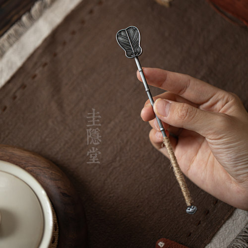 圭隐堂芭蕉扇茶拔茶匙复古胡桃木葫芦茶则布艺茶包袋茶剪茶道零配