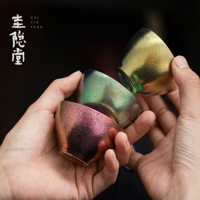 圭隐堂纯钛茶杯双层防烫家用品茗杯个人杯专用主人杯喝茶杯单杯